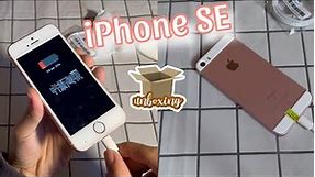 iphone se (2016) unboxing in 2024 🌸 rose gold + little camera test & aesthetic vlog