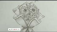 Cara Menggambar Buket Bunga | How to draw flower bouquet for beginners