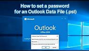 How to set a password for an Outlook 2019 Data File (.pst)