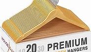 HOUSE DAY Wooden Hangers 20 Pack Wood Clothes Hangers Smooth Finish Wooden Coat Hangers for Closet Heavy Duty Hangers Solid Wood Hangers Suit Hangers for Clothes, Jacket, Shirt, Tank Top, Dress