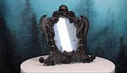 Ebros Gift Black Gothic Nosferatu Vampire Lair Dragons Bat Skull and Roses Decorative Vanity Desktop Table Or Wall Hanging Mirror Figurine with Dark Alchemy Ossuary Macabre Boudoir Accent