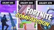 Fortnite Mobile - Samsung Galaxy A10 vs Galaxy A40 vs Galaxy A70 Comparision and Performance test!