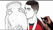 How To Draw Cristiano Ronaldo (Trophy) | Step By Step | Soccer / Football