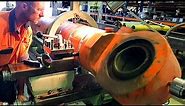 Turning LARGE Hitachi EX2500 Mining Hydraulic Cylinder on Lathe | Machining & Welding
