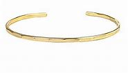 Hammered Signature Cuff in 14K Gold Fill; Handmade and Hand Textured Bracelet for Women by Lotus Stone Jewelry (Large, Gold)
