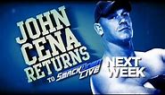 John Cena returns to SmackDown LIVE next Tuesday!