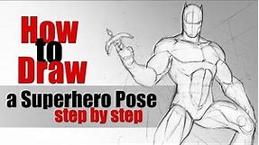How To Draw A Superhero Pose - Step By Step