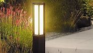 Solar Landscape Path Light, Stainless Steel 3W 350LM Luxury LED Lighting, 32 Inches Modern Outdoor Bollard Lighting for Lawn, Patio, Courtyard and Driveway Decoration