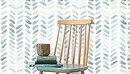 Green and White Wallpaper Peel and Stick Wallpaper Boho Contact Paper for Cabinets Leaf Wallpaper for Bedroom Self-Adhesive Removable Wallpaper Herringbone Wallpaper Drawer Kids Wallpaper 17.3“×78.8”