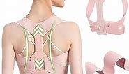 Updated Posture Corrector for Women, Adjustable Upper Back Brace for Clavicle Support and Providing Pain Relief from Neck, Shoulder - Comfortable Upright Back Straightener (Pink) (M 31-36 Inch)