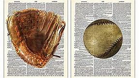 Vintage Baseball Room Decor - Baseball Wall Art Dictionary Prints, Baseball Posters for Boys Bedroom, Office, Man Cave - Baseball Pictures Wall Decor Gifts for Dad & Stepdad Photo Prints Set of 2 8x10