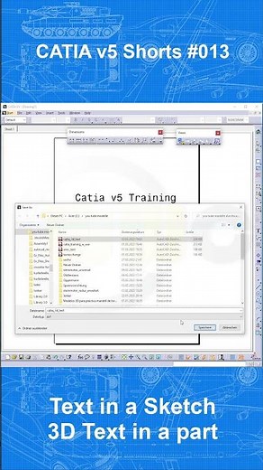 Catia v5 Shorts #011 - Text in a sketch and 3D Text in a part