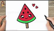 How to Draw a Cute Watermelon Ice Cream Easy for Kids and Toddlers