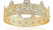 TOBAAT Gold King Crowns for Men, Royal Crown with White Rhinestone, Birthday Crown for Men, Wedding Cosplay Homecoming Prom Party Decorations Crown, Perfect Gifts for Men