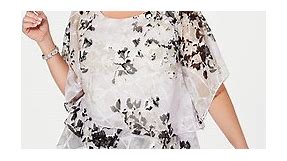 Alex Evenings Plus Size Printed Tiered Blouse - Macy's