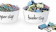 ONTUBE Ceramic Paper Clip Holder and Binder Clip Holder Set (White)
