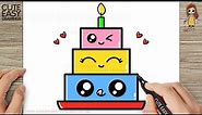 How to Draw a Cute Cake Easy Drawing and Coloring for Kids and Toddlers