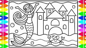 How to Draw a Mermaid for Kids 💜💖💚 Mermaid Drawing for Kids | Mermaid Coloring Pages for Kids