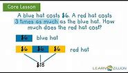 Solve multiplicative comparison word problems by using bar models