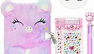 Cat Diary for Girls with lock and keys, Kids Journal School Travel Notebook Gift Set for Writing and Drawing, Secret Diary with Multicolored Pen Stickers Purse Bracelet