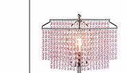Natyswan Crystal Floor Lamp Pink, Double-Layer Crystal Shade, Metal Floor Lamp for Living Room, Bedroom, Office, 8W LED Bulb Included