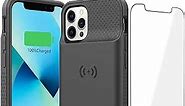 Alpatronix Battery Case for iPhone 12 Pro Max (6.7 inch), Slim Portable Protective Extended Charger Cover with Wireless Charging, Lightning Input, Apple Pay, CarPlay - BX12Pro Max - Matte Black