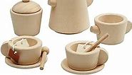 PlanToys Wooden Tea Set for a Pretend Play Tea Party (3616) | Sustainably Made from Rubberwood and Non-Toxic Paints and Dyes | Eco-Friendly PlanWood