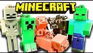 Minecraft Hangers 10 Blind Bags Creeper Zombie Skeleton & Breeding Pigs Toy Review