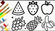 Fruits drawing and coloring easily || drawing for kids || step by step drawing tutorial