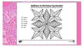 Colour by Number Addition to 20 Activity