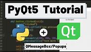 PyQt5 Tutorial - QMessageBox and Popup Windows