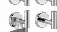 JQK Chrome Bathroom Towel Hook, 304 Stainless Steel Coat Robe Clothes Hook for Bathroom Kitchen Garage Wall Mounted (Pack of 4), TH100-CH-P4