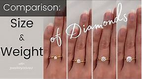 Diamond carat size comparison | On the hand | 0.25ct to 2.00ct weight (0.50ct 0.70ct 0.80ct 0.90ct)