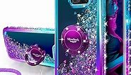 Silverback Galaxy S7 Case, Moving Liquid Holographic Sparkle Glitter Case with Kickstand, Bling Diamond Rhinestone Bumper W/Ring Slim Protective Samsung Galaxy S7 Case for Girls Women -Purple