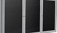Ghent 36" x 72" Letter Board, Outdoor Enclosed, 3 Door, Black Vinyl Letter Panel, Satin Aluminum Frame (PA33672BX-BK) - Made in USA