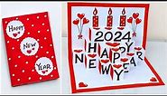 DIY Happy New Year greeting card 2024 / New year 3D pop up card / How to make new year card