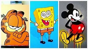 5 Popular Cartoon Characters Painting Tutorials For Beginners - Simple Acrylic Painting Techniques