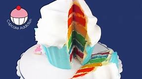 Make a Giant Rainbow Layer Cup Cake! A Cupcake Addiction How To Tutorial