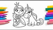 Princess and Unicorn Coloring Page / Together Forever / Princess / Unicorn