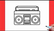 How to draw a TAPE RECORDER easy / drawing boombox step by step
