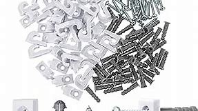 Down Wall Clip Closet Shelves Clips Wire Shelf Loop Clips Plastic Wire Wall Shelf Clips Screws and Expansion Tubes for Wire Shelving (16 Pack, White)