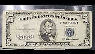 1953 $5 Blue Seal Banknotes Worth GOOD Money - Silver Certificate Values