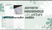Aesthetic Household Picture Codes (planners, chores, calendars) - BLOXBURG