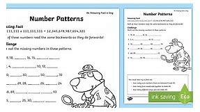 Primary Resources - Number Patterns Worksheet - Year 1