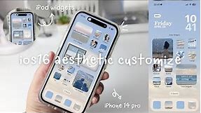 iOS16 aesthetic customization! 💙 | custom lock screen, widgets, icons tutorial ✨