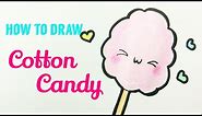 HOW TO DRAW COTTON CANDY | Easy & Cute Cotton Candy Drawing Tutorial For Beginner / Kids