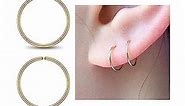 Small Gold 8mm Huggie Hoop Earrings for Women, Tiny Thin 14K Yellow Gold Filled Mini Endless Cartilage Helix Hoop Earrings