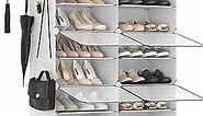 SONGMICS Shoe Rack, 6 Cubes Shoe Organizer with Doors, 24 Pair Plastic Shoe Storage Cabinet, for Bedroom, Entryway, Steel Frame, Plastic Panel, White ULPC033W01