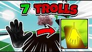 7 DIFFERENT Ways To TROLL People With The PROP Glove | Slap Battles