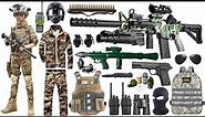 Special police weapon toy set unboxing, M416 automatic rifle, howitzer, bomb dagger, gas mask